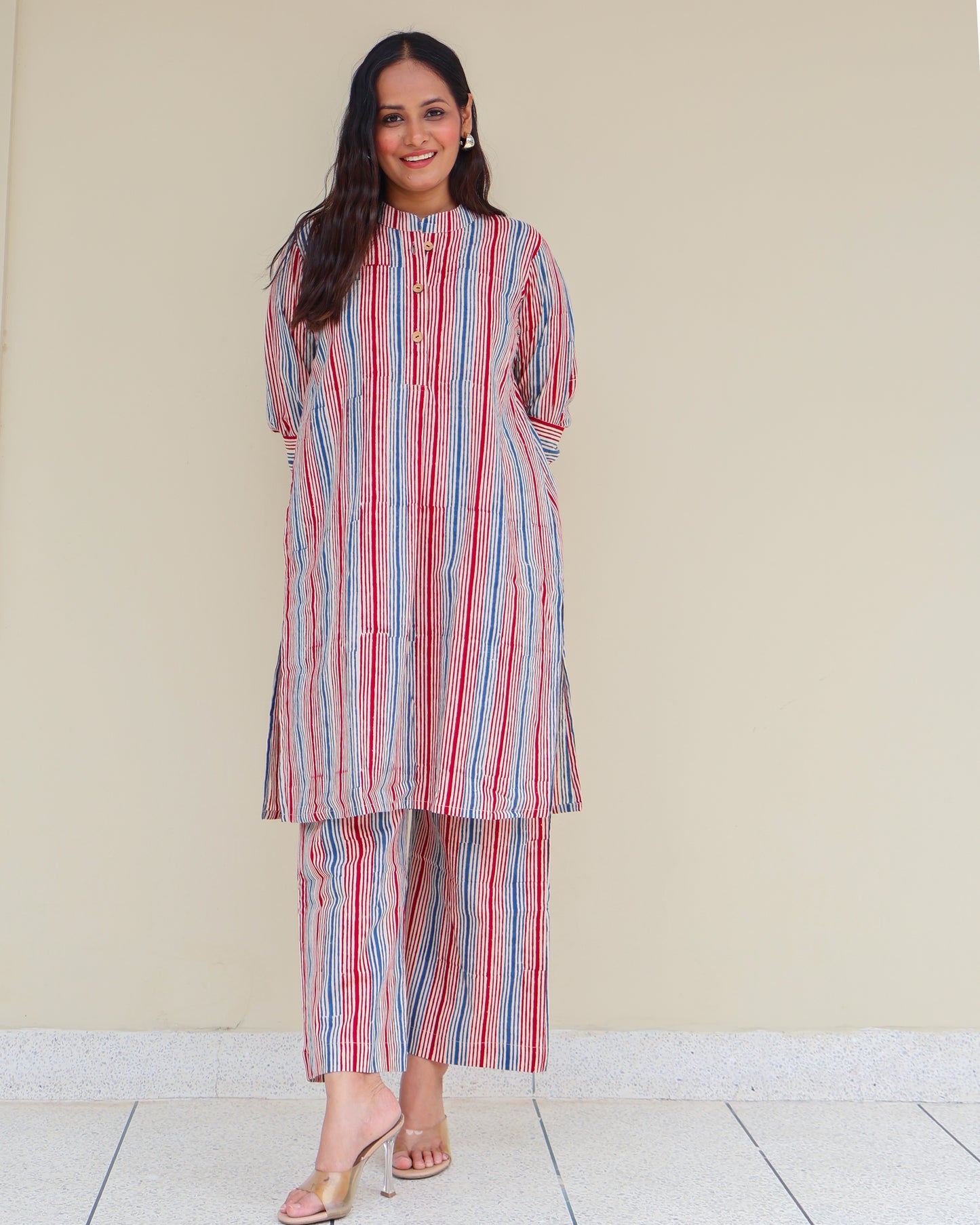 Faith HandBlock Print Stripes Cotton Kurta Set
