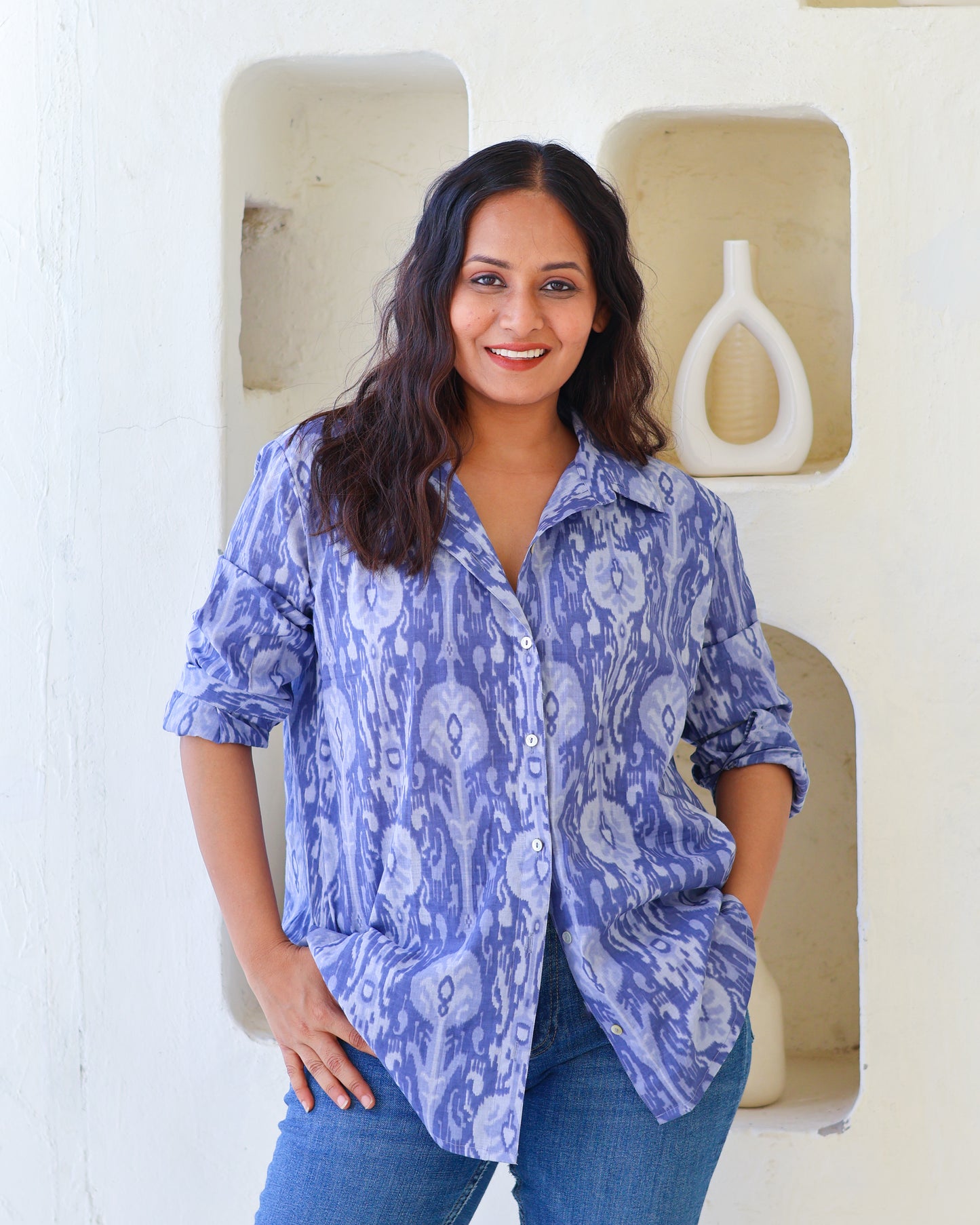 Kara Blue Cotton Shirt