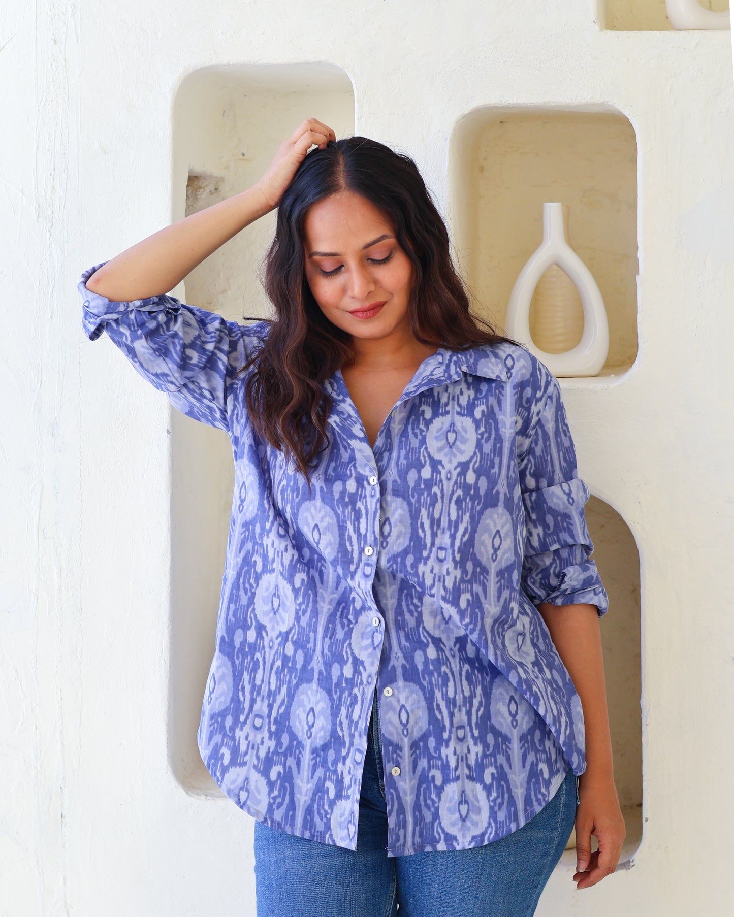 Kara Blue Cotton Shirt