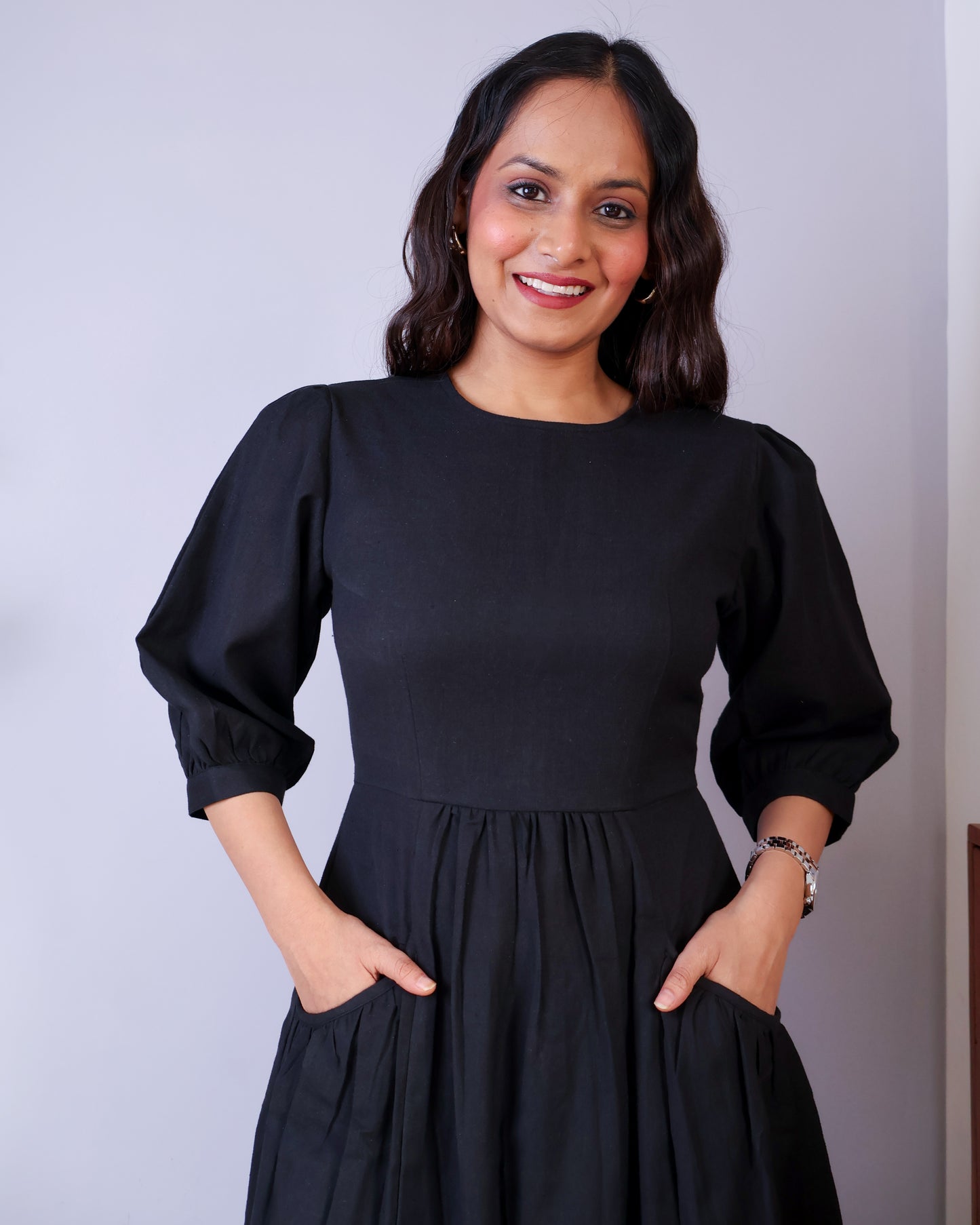 Mira Black Cotton Dress
