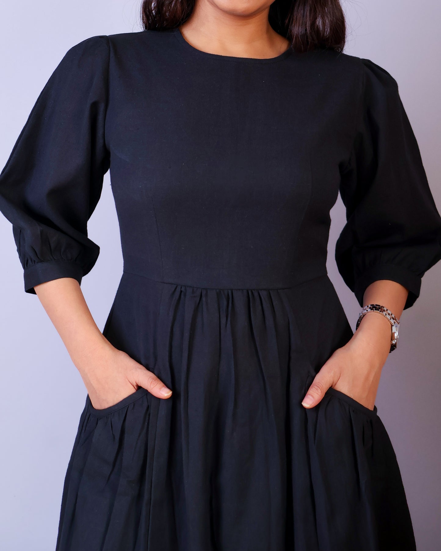 Mira Black Cotton Dress