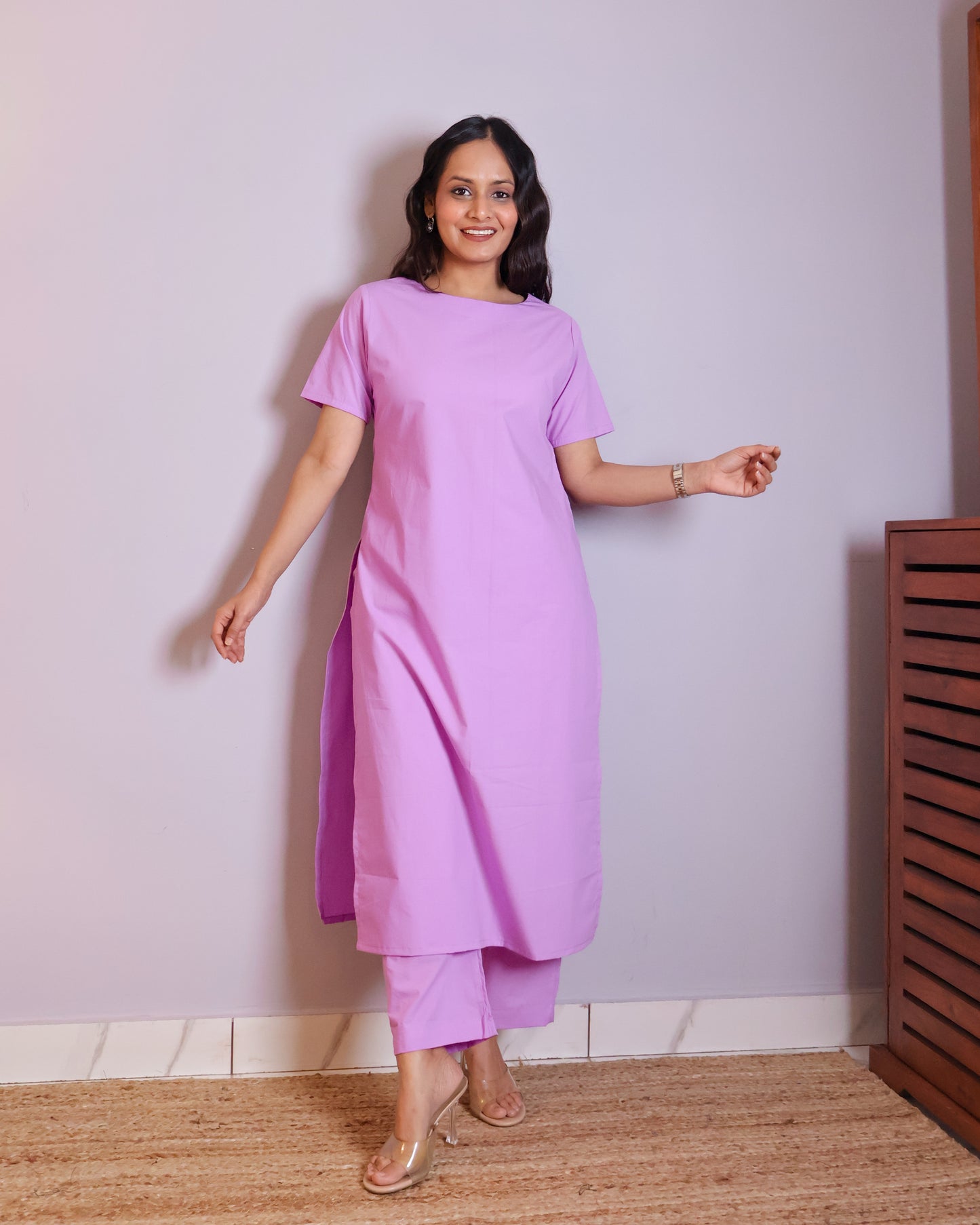 Lavender Cotton Kurta Set