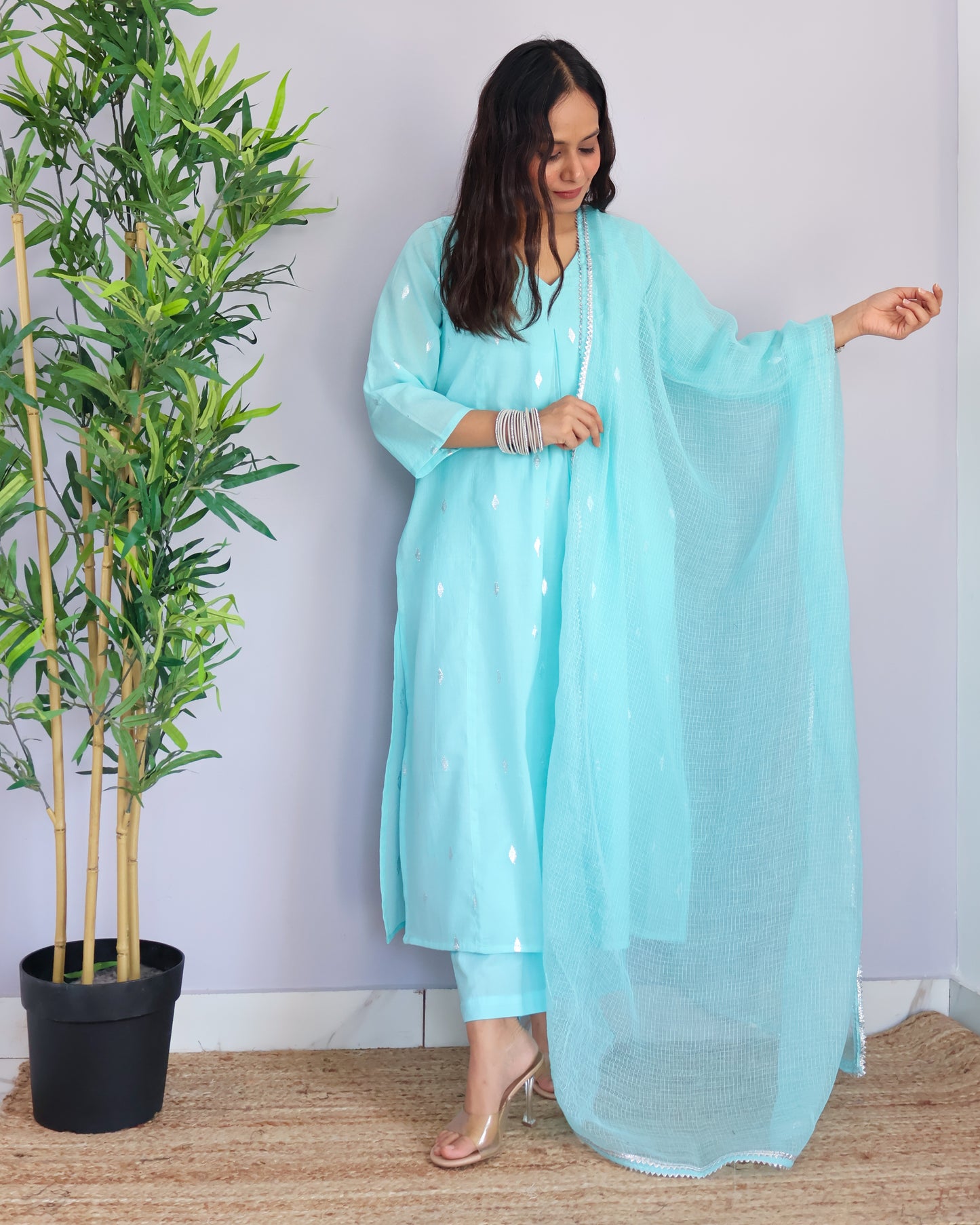 Lara Cotton Lurex Suit Set