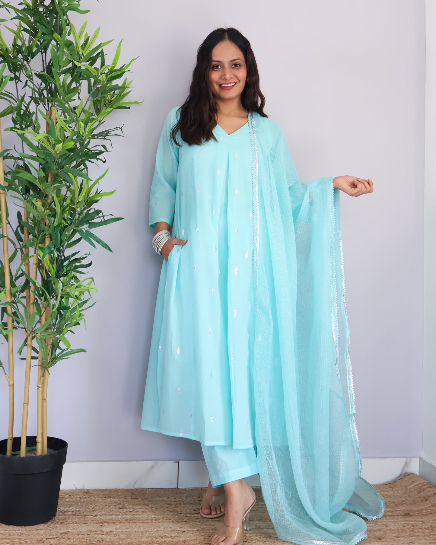 Lara Cotton Lurex Suit Set