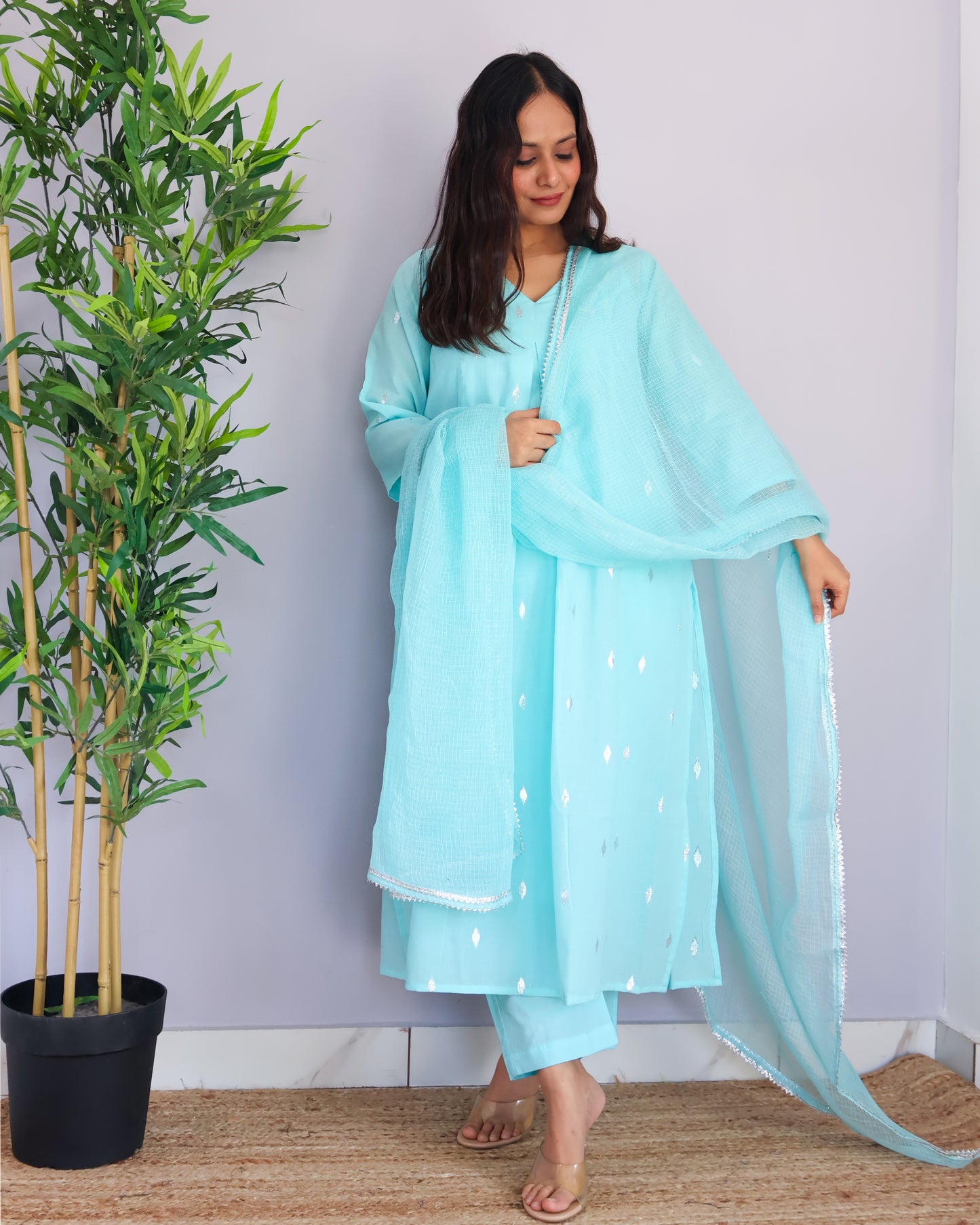 Lara Cotton Lurex Suit Set