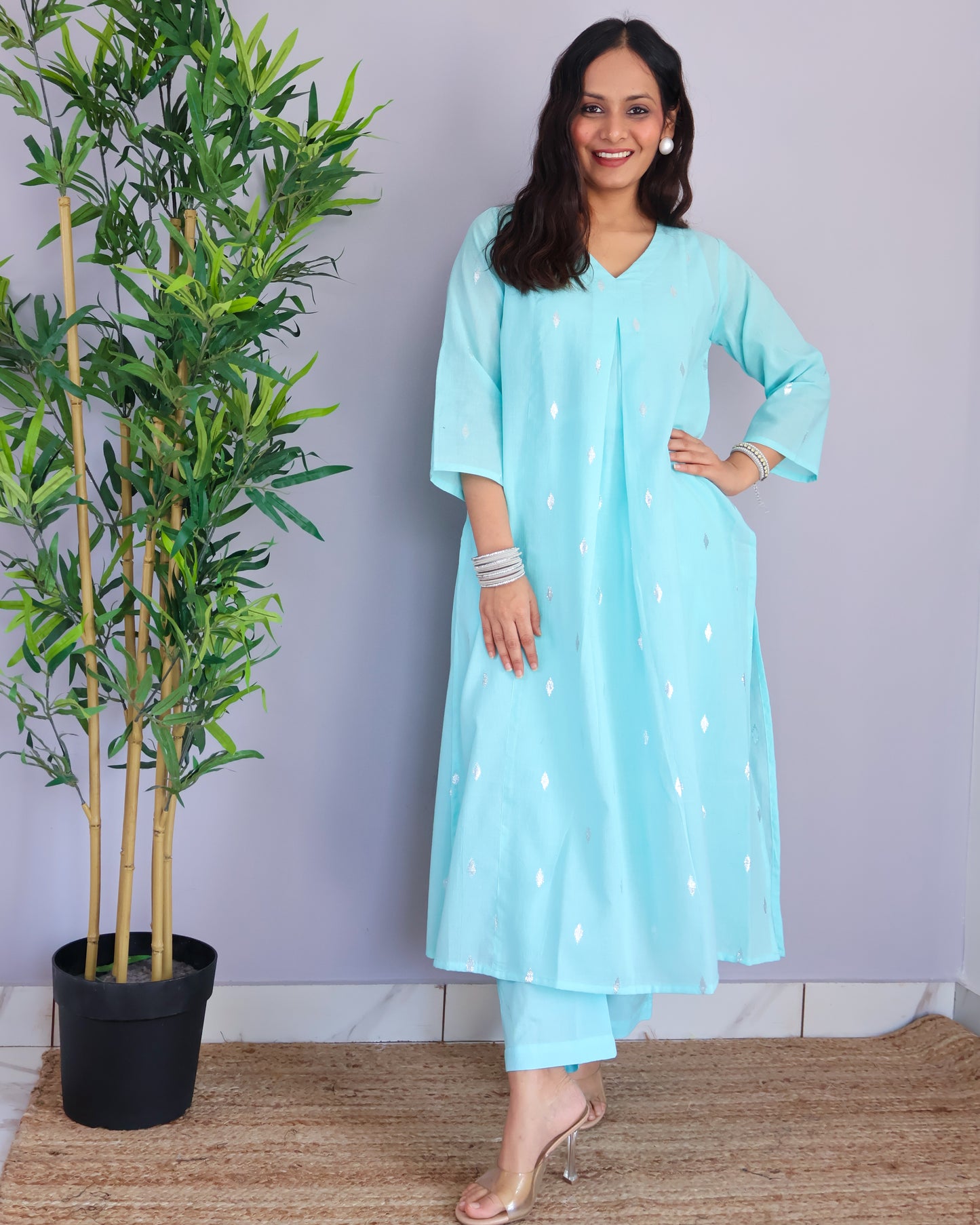 Lara Cotton Lurex Suit Set