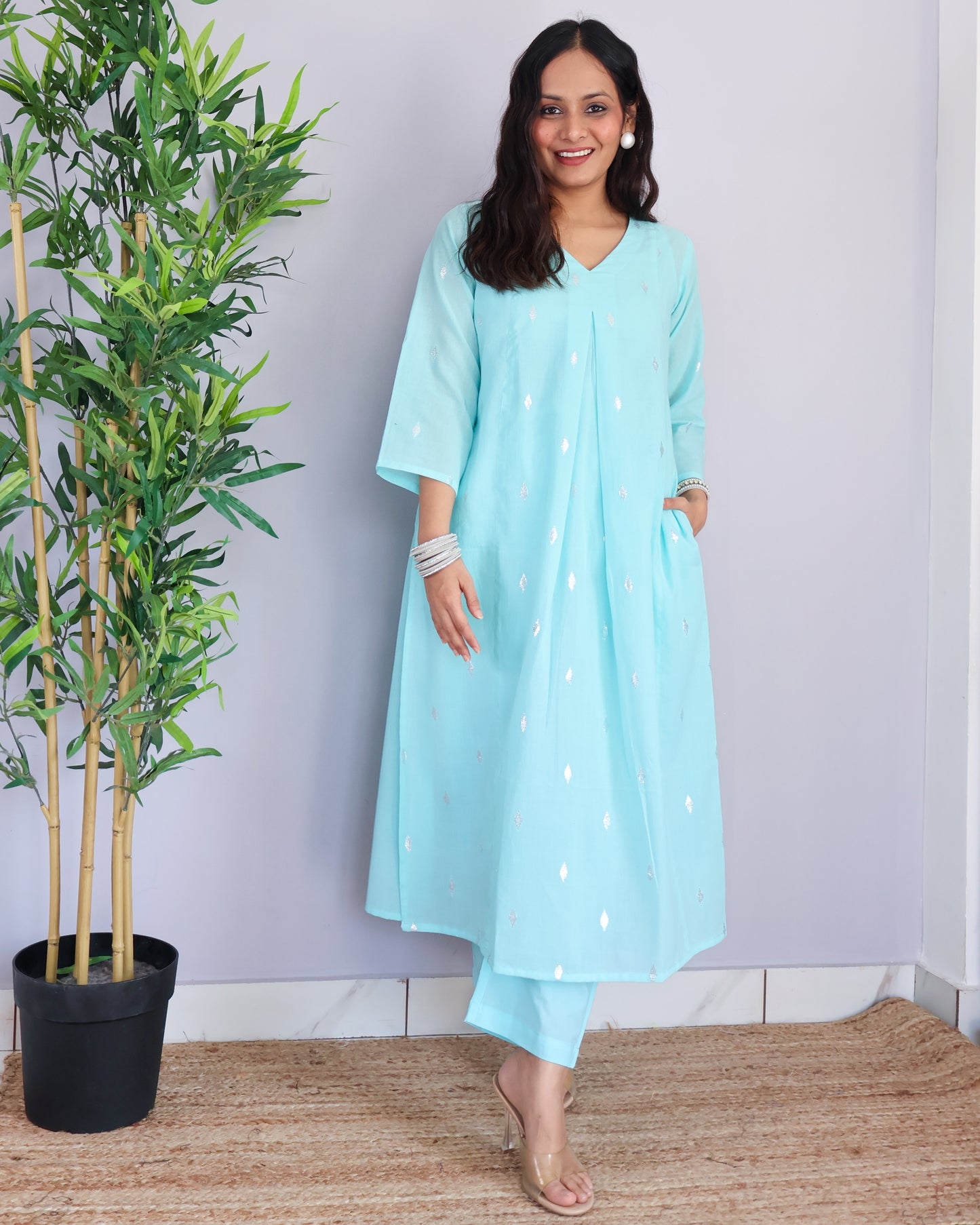 Lara Cotton Lurex Suit Set