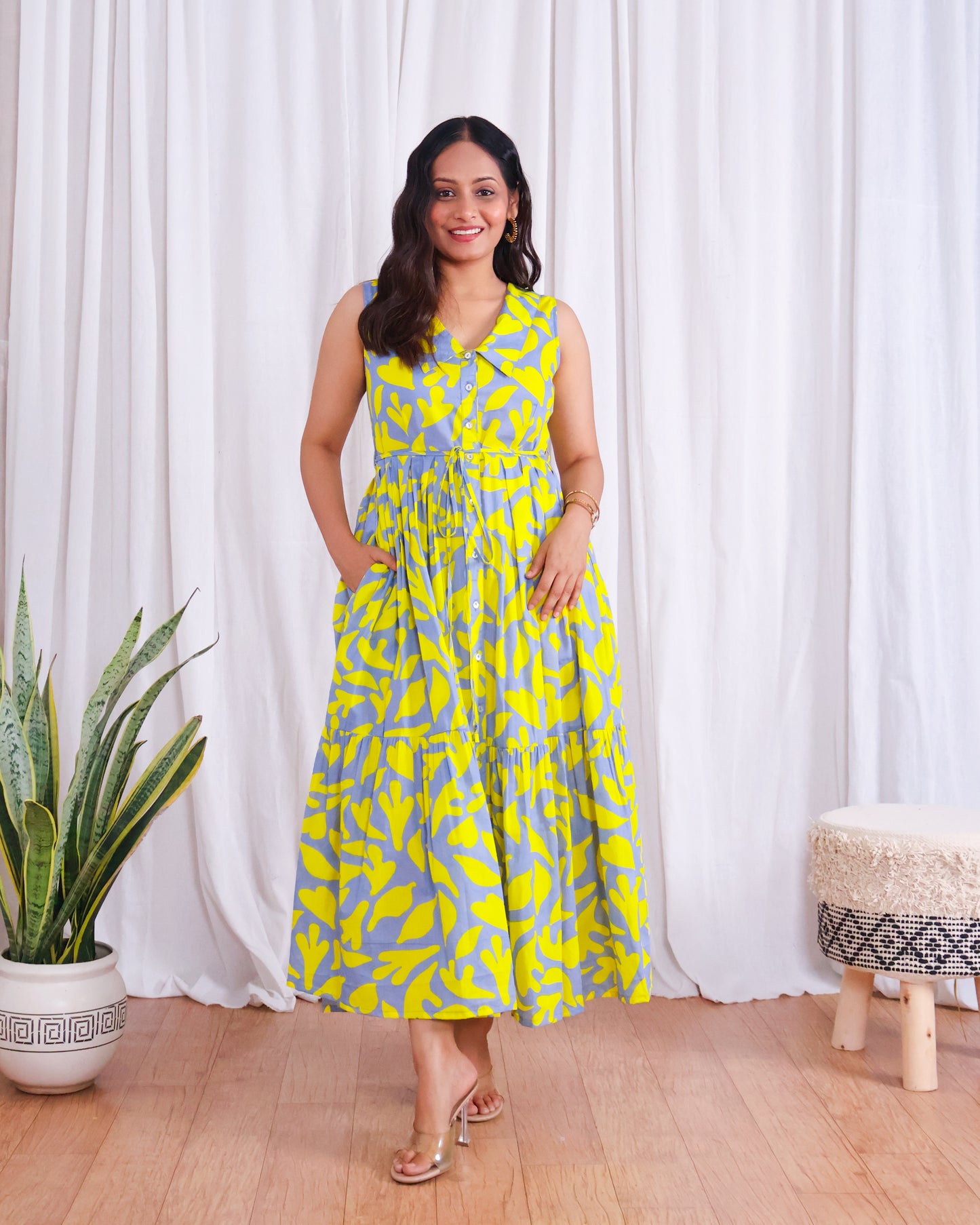 Jade Cotton Tiered Midi Dress