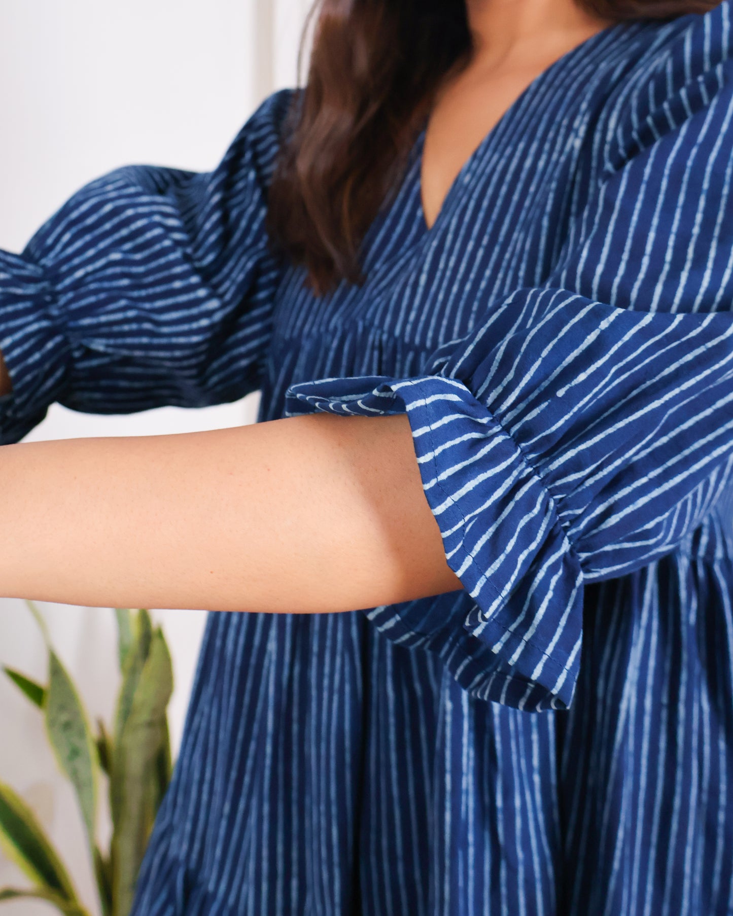 Kira Indigo Dabu HandBlock Print Tiered Short Dress