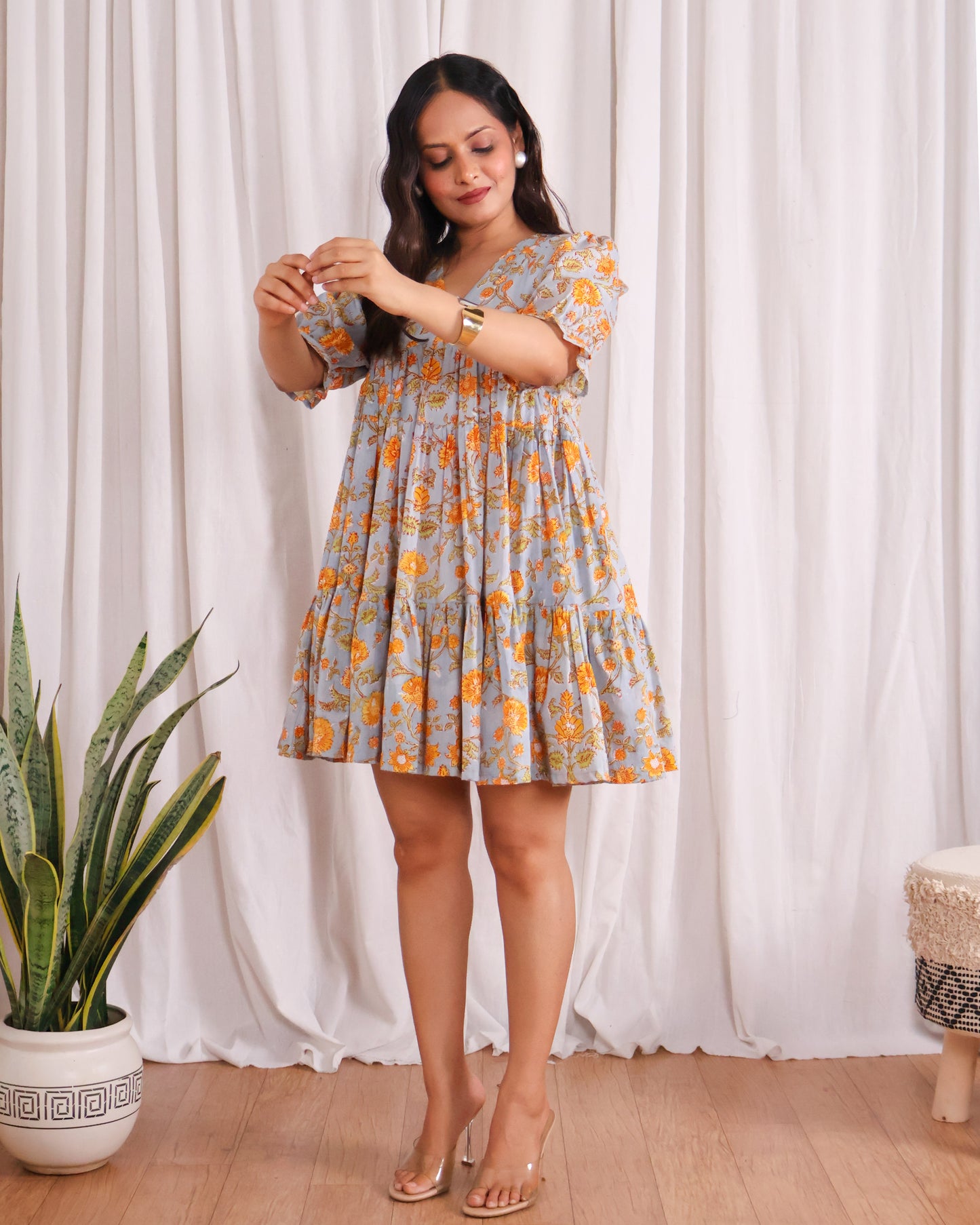 Rachel Mul Cotton HandBlock Print Short Dress