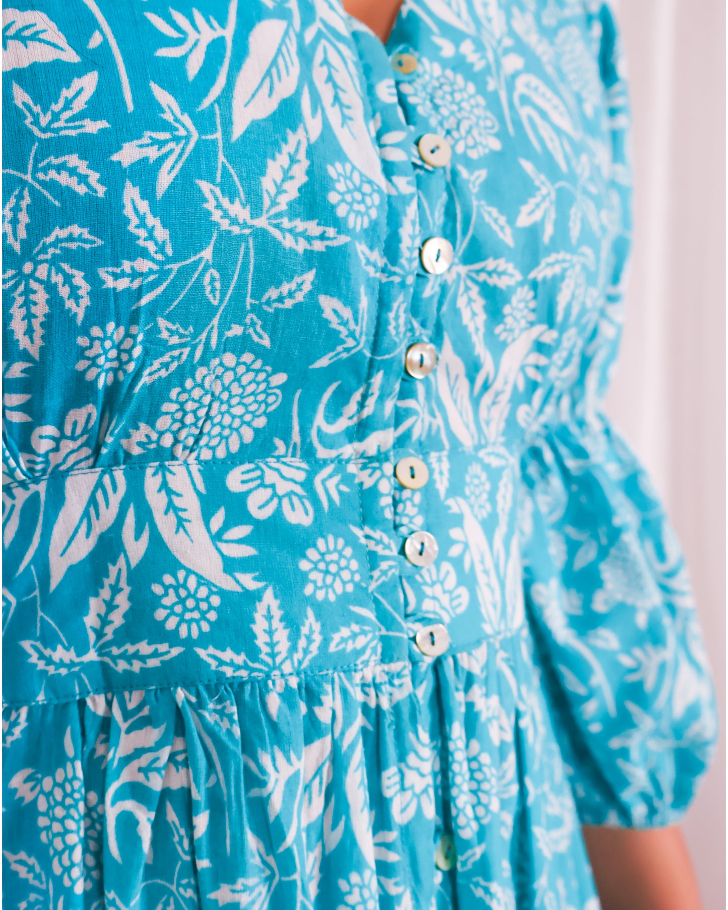 Bella Blue Fit-and-Flare Cotton Midi Dress