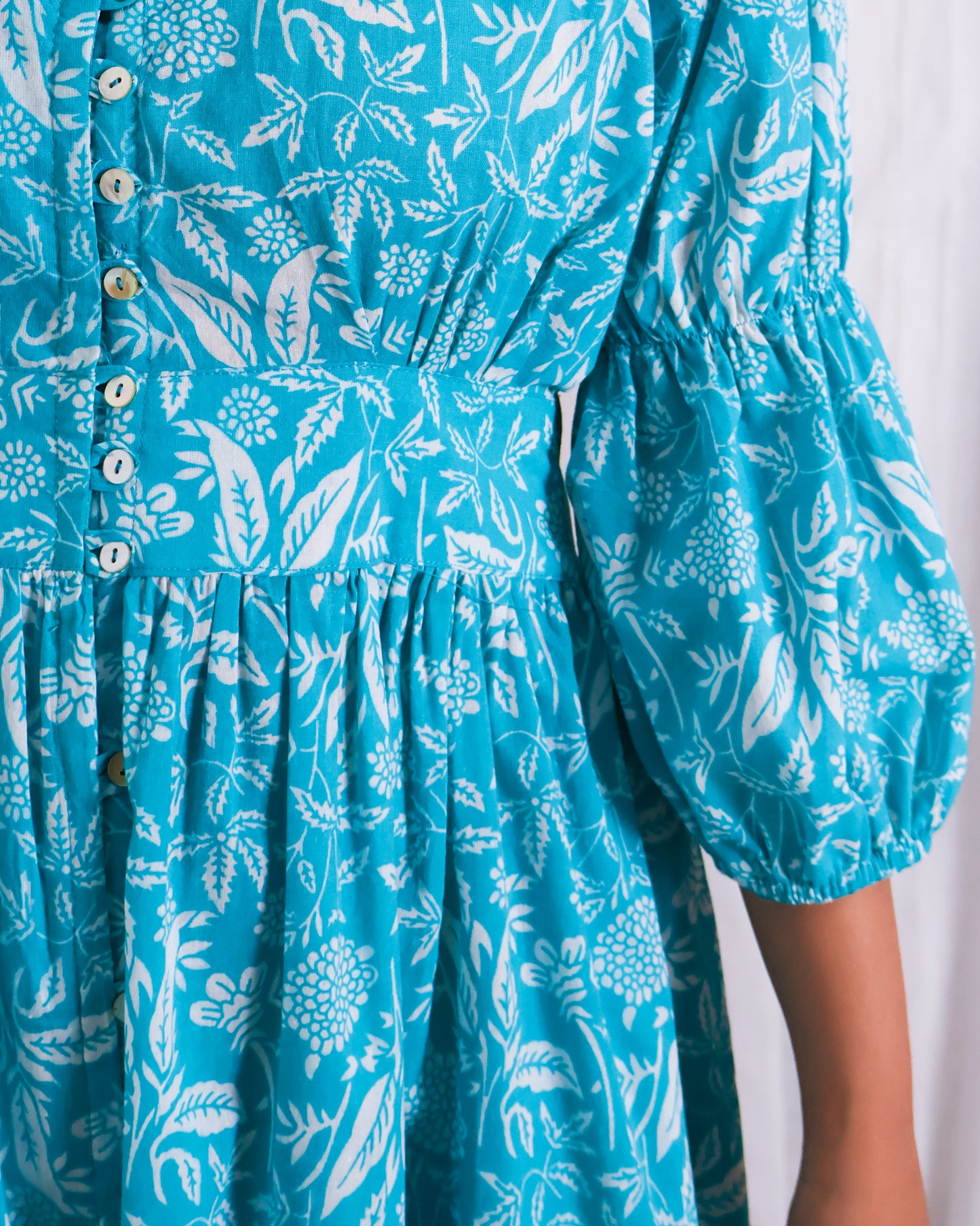 Bella Blue Fit-and-Flare Cotton Midi Dress