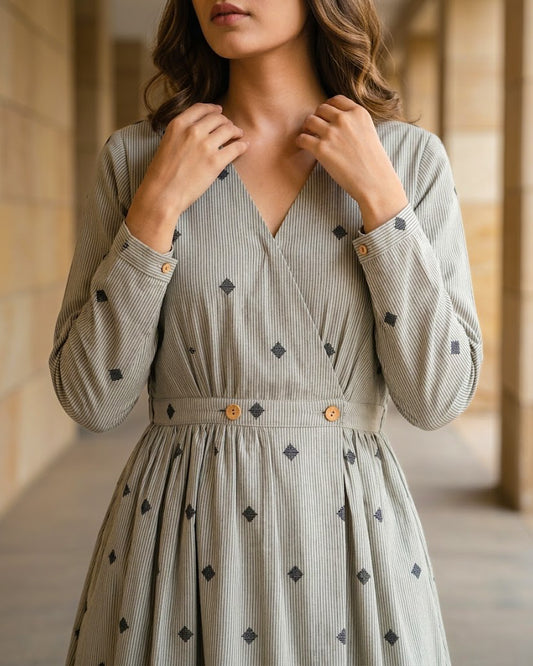 Macy Fit and Flare Cotton Wrap Dress