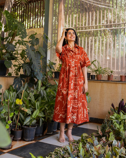 Luke Pleated Pure Cotton Midi Dress