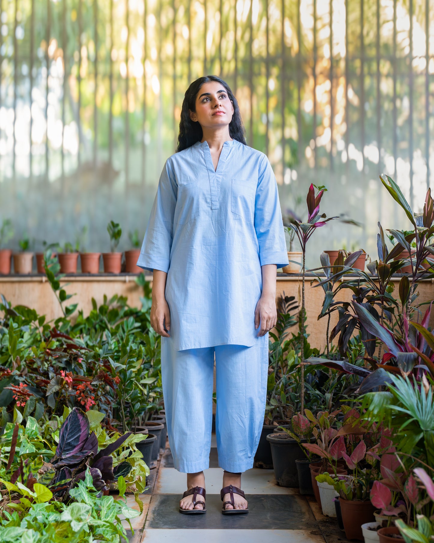 Eloise Powder Blue Cotton Co-ord Set