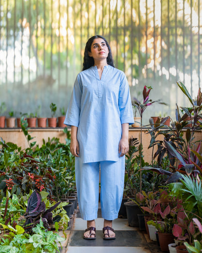 Eloise Powder Blue Cotton Co-ord Set