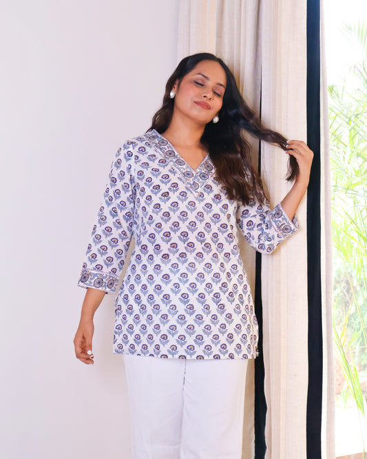 Tessa HandBlock Print Cotton Short Kurti