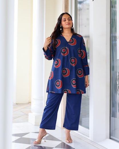 Vaani Blue A-line Cotton Kurta Set