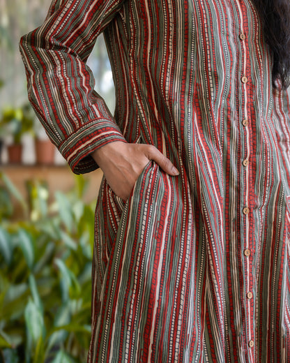 Ziva HandBlock Printed Shirt Dress