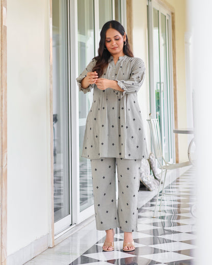 Macy Pintucks Short Cotton Kurta Set