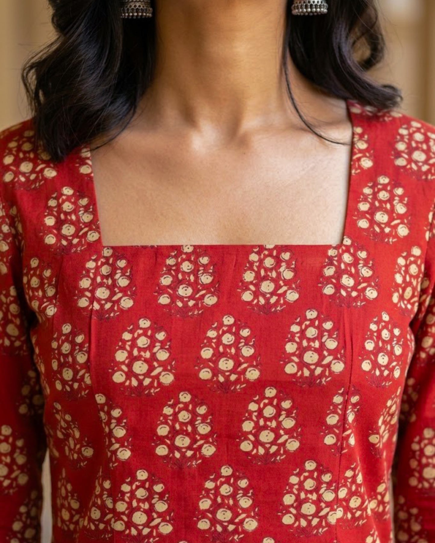 Naina Red HandBlock Printed Corset Back Kurti