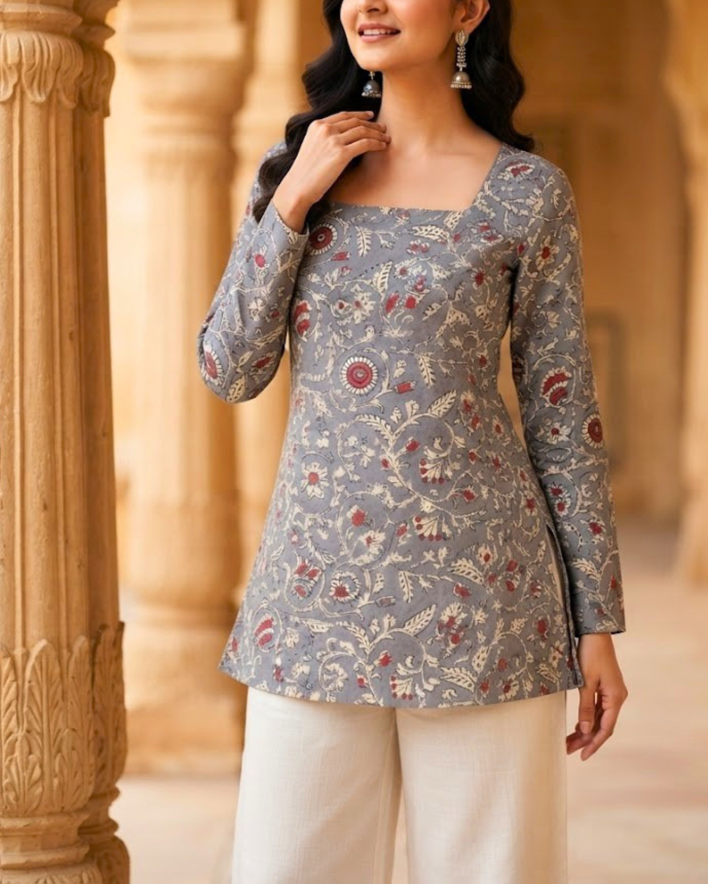 Dove Grey Corset Short Kurti