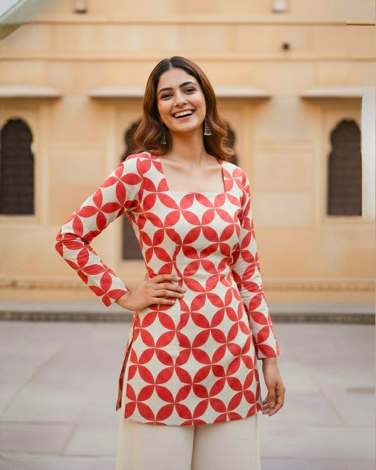 Blair Red Corset Short Kurti