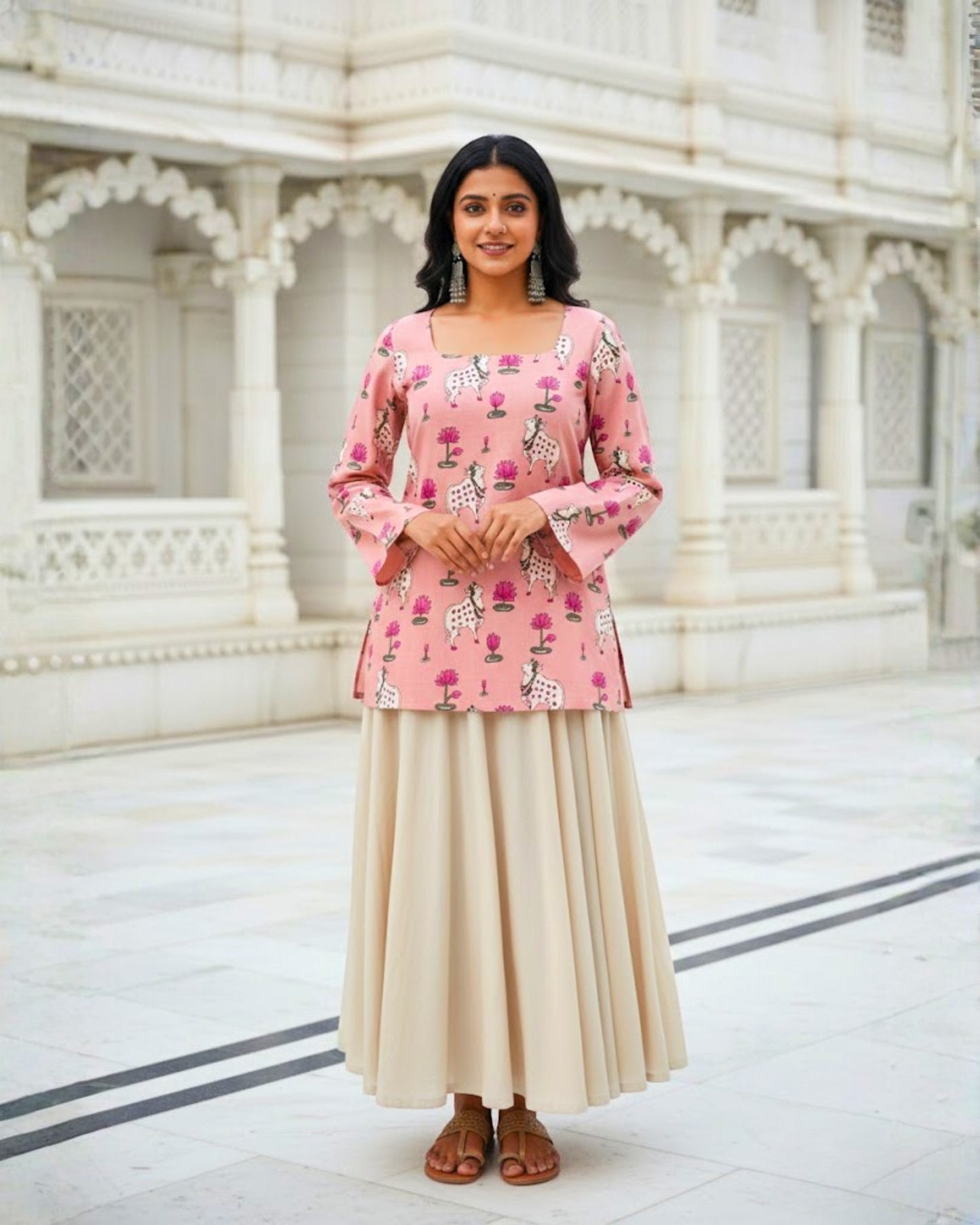 Aarohi Pink Sleeved short Kurti