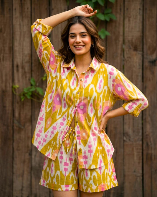 Bay Yellow Ikat Cotton Co-ord set