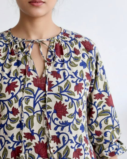 Doris Handblock Printed Short Dress