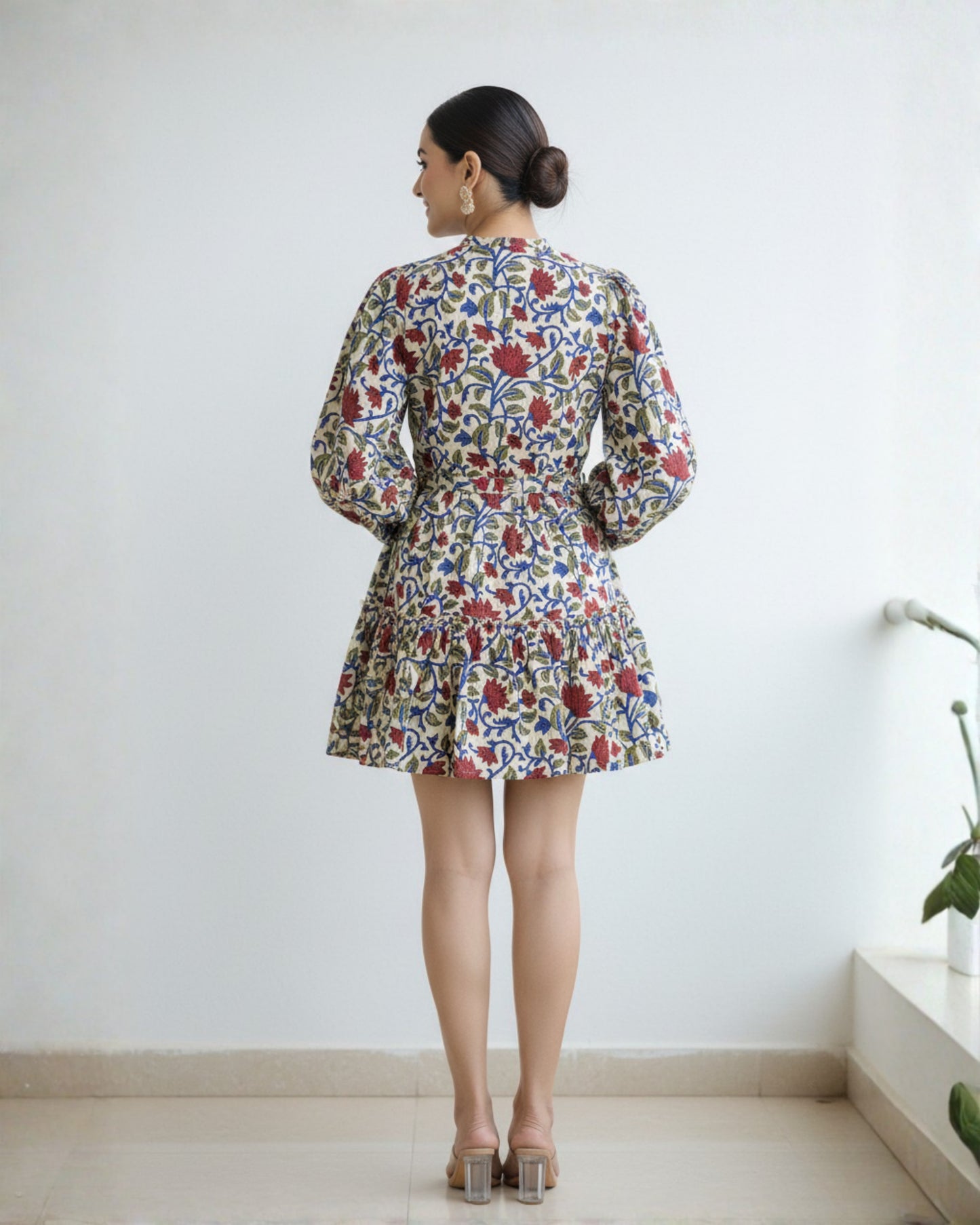 Doris Handblock Printed Short Dress