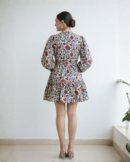 Doris Handblock Printed Short Dress