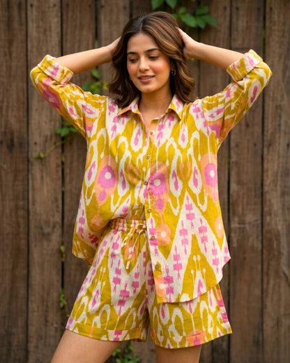 Bay Yellow Ikat Cotton Co-ord set