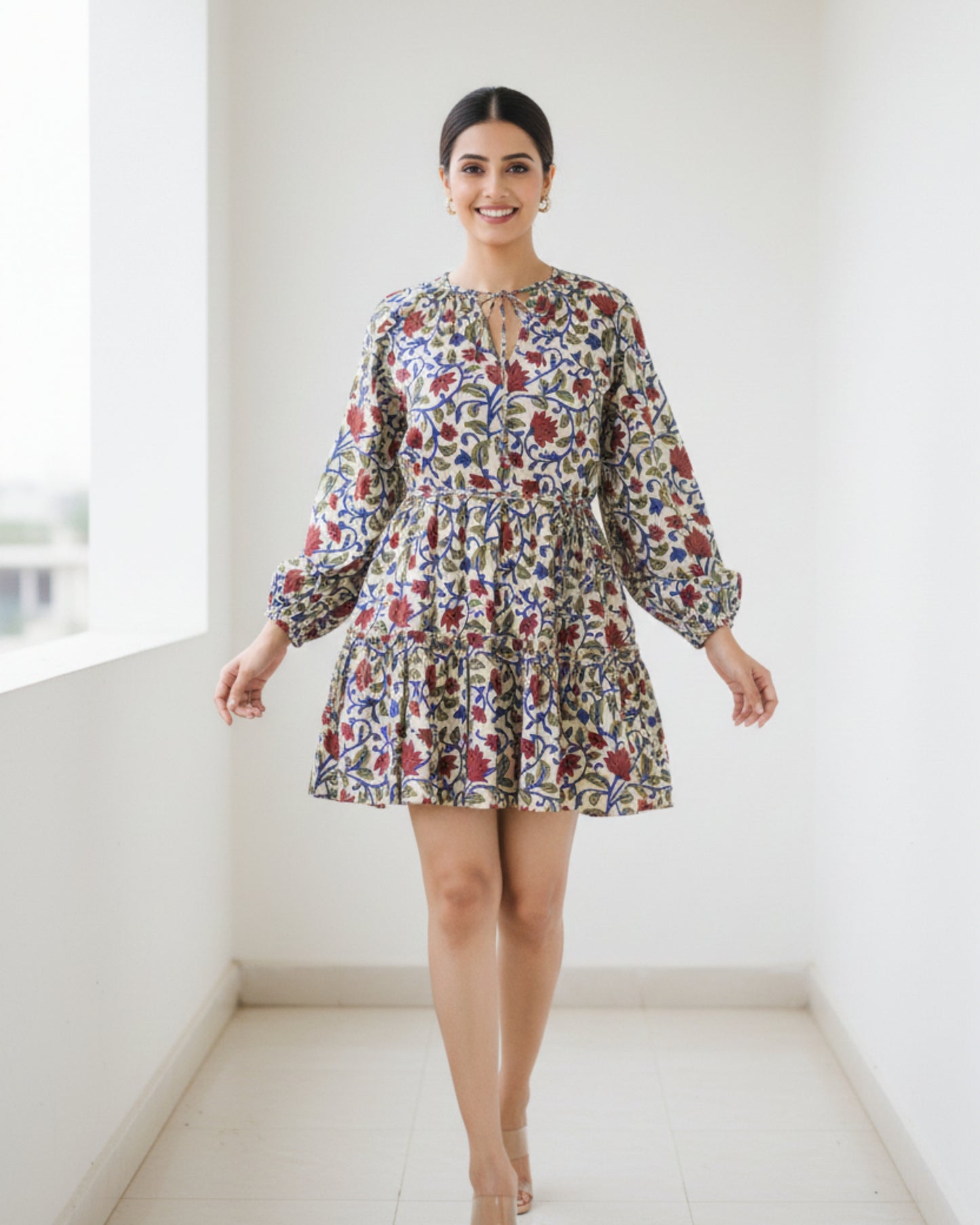 Doris Handblock Printed Short Dress
