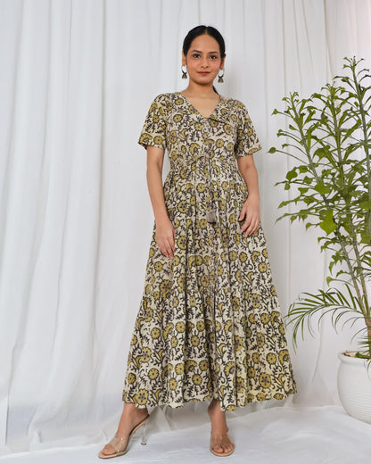 Sandflower Ajrakh pleated Dress