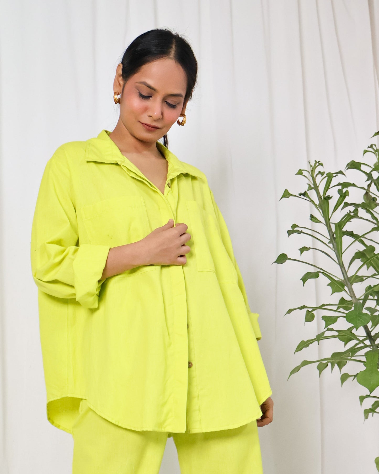 Lime Cotton Flex Shirt