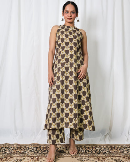 Hazel Ajrakh print Kurta set