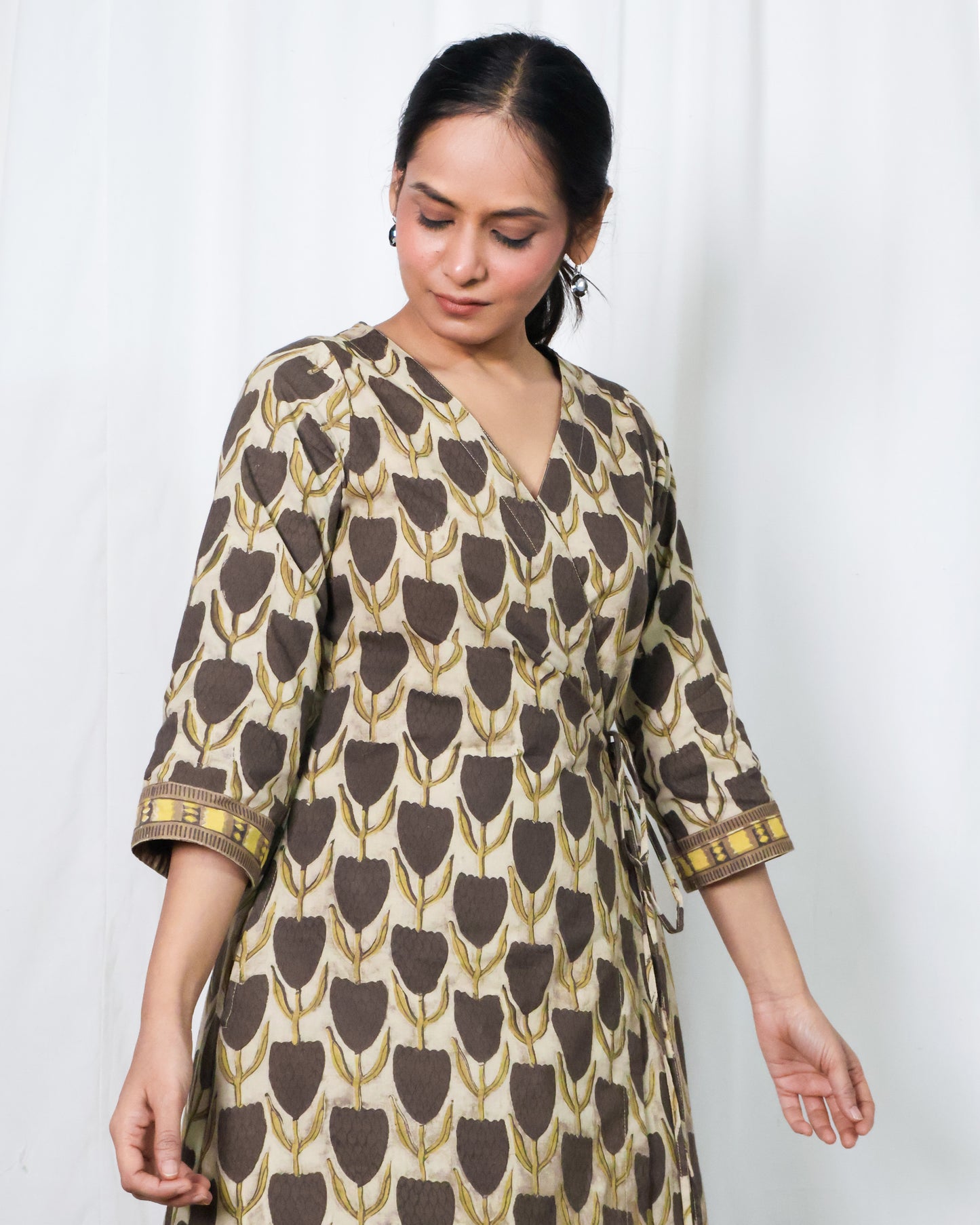 Hazel Ajrakh print Wrap Kurta set