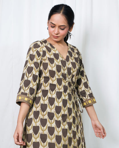 Hazel Ajrakh print Wrap Dress