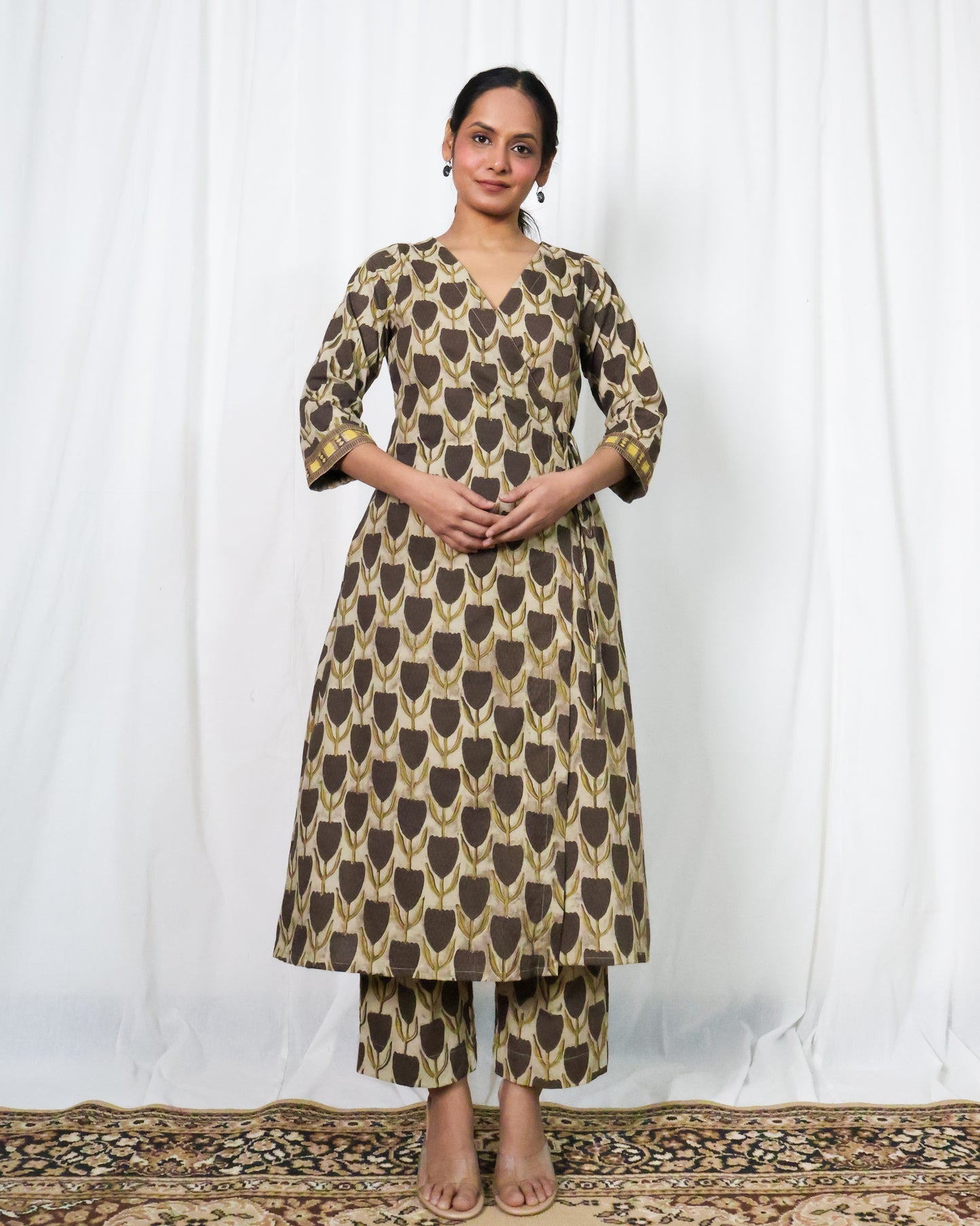 Hazel Ajrakh print Wrap Kurta set