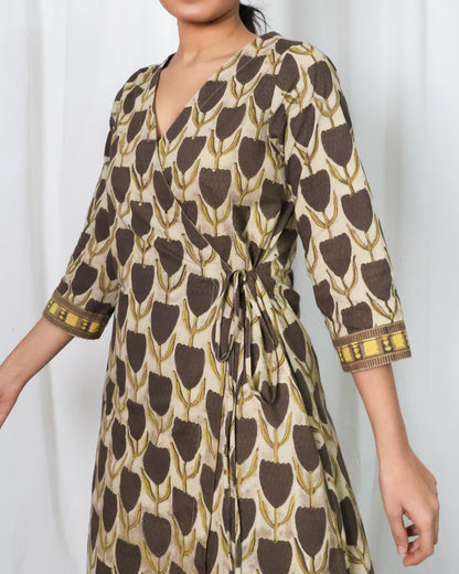 Hazel Ajrakh print Wrap Kurta set