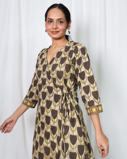 Hazel Ajrakh print Wrap Dress