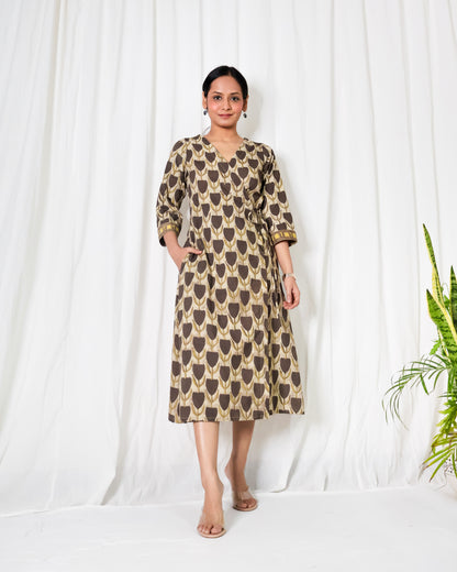 Hazel Ajrakh print Wrap Dress