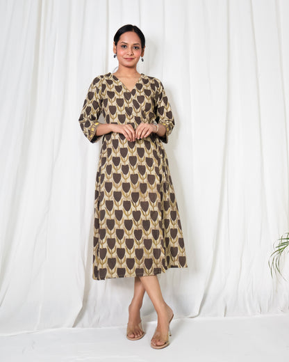 Hazel Ajrakh print Wrap Dress