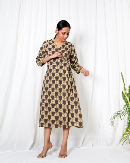 Hazel Ajrakh print Wrap Dress