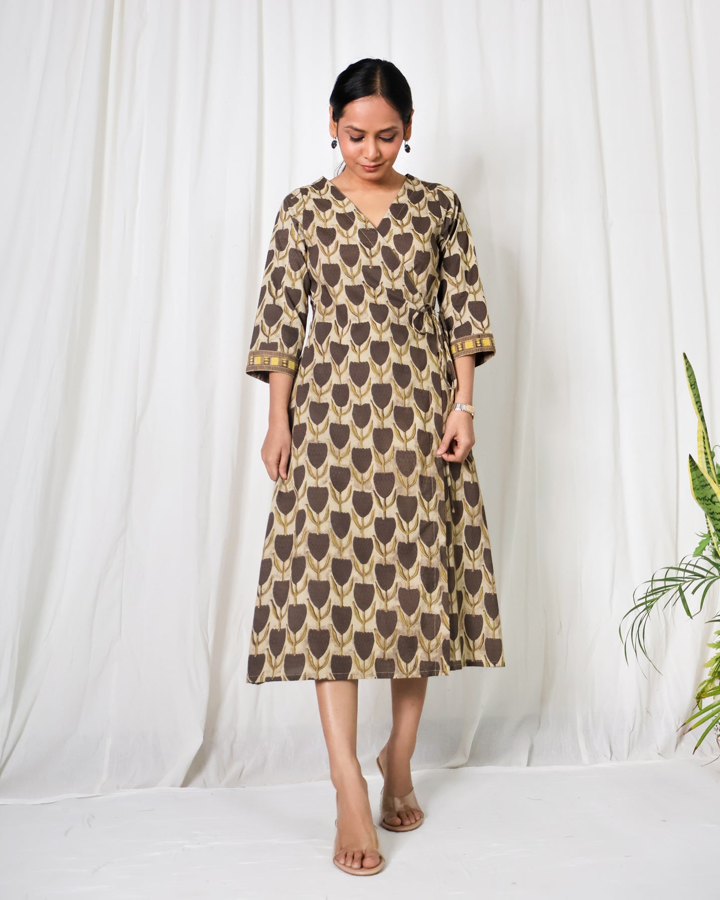 Hazel Ajrakh print Wrap Dress