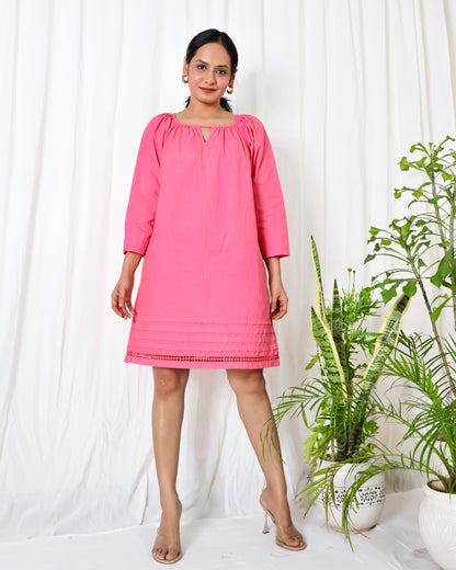 Bubblegum cotton poplin dress