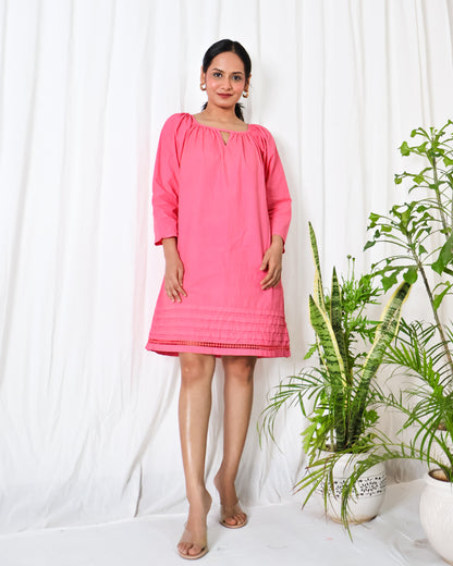 Bubblegum cotton poplin dress