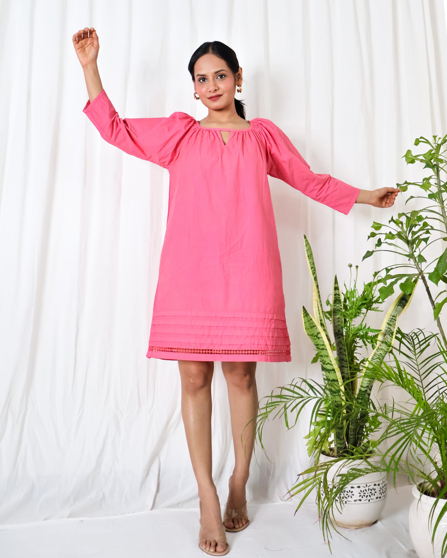 Bubblegum cotton poplin dress