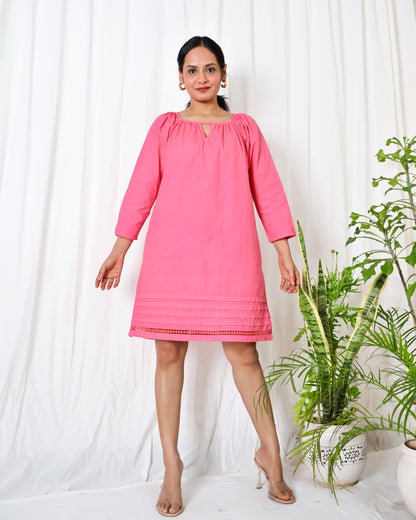 Bubblegum cotton poplin dress